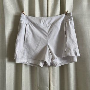 WHITE QWICK DRY ATHLETIC SHORTS-LAYER 8- SIZE LARGE